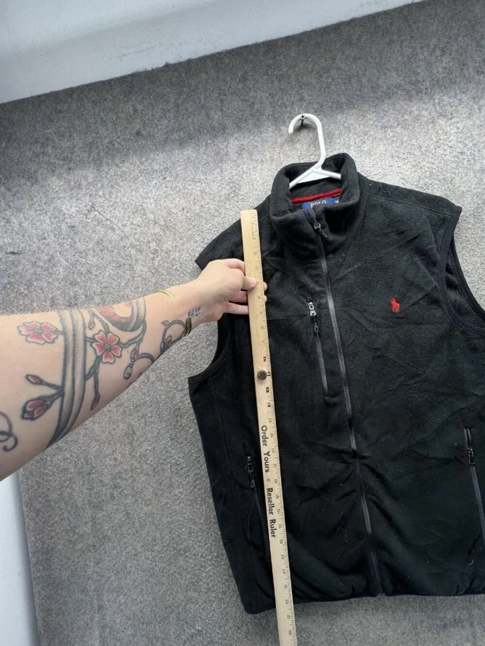 Polo Ralph Lauren Vest Mens Medium Black Fleece Full Zip Performance Outdoor